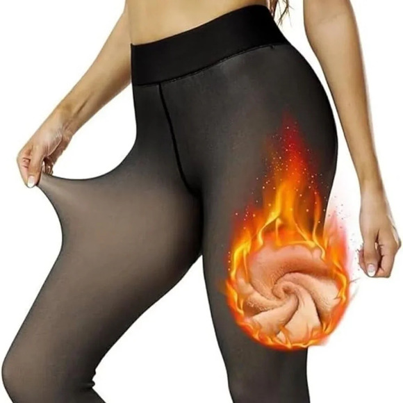300G LARGE Fleece  Lined Tights, Faux Fake Translucent Fleece Lined leggings - - Picture 1 of 12